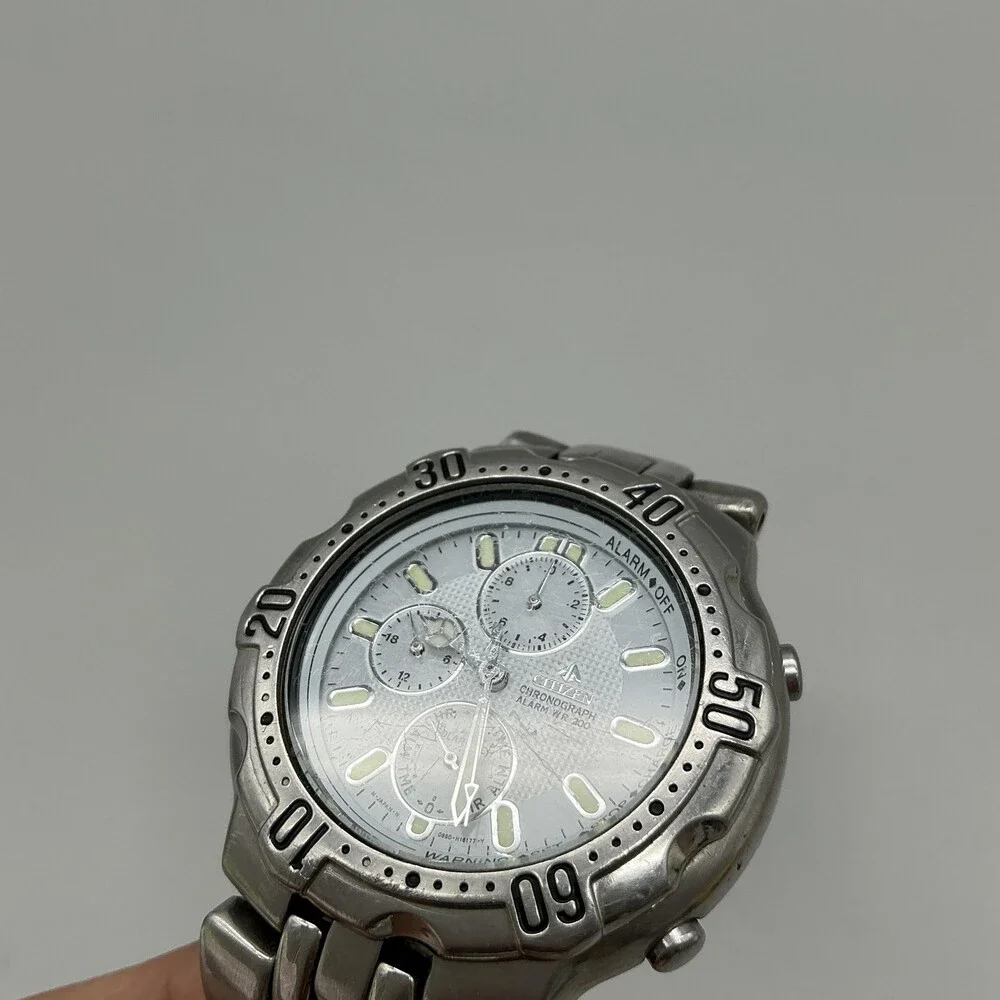 Citizen Eco Drive 0850 Chronograph Alarm 200M Mens Watch 40mm Non Running